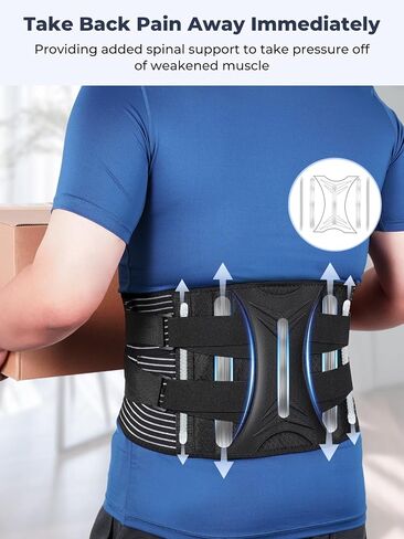 KKM Back Brace for Lower Back Pain Relief - Herniated Disc, Sciatica, Scoliosis, Breathable Back Support Belt, Lower Back Brace with Removable Lumbar Pad for Men & Women, L in Saudi Arabia