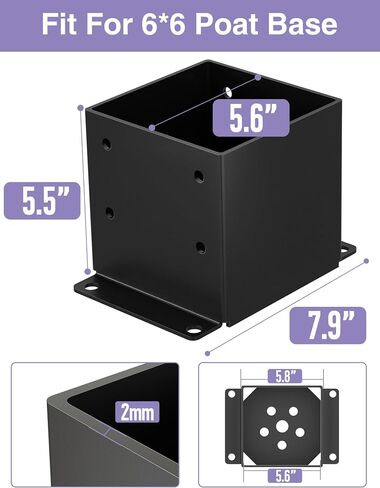 🥇 4 PCS Metal 4×4 Post Base, Inner Size 3.5"x3.5" Heavy Duty Post Bracket with Anti-Corrosive Partition, Powder-Coated Post Anchor for Pavilion Deck Railing Support Deck Base Plate in Saudi Arabia
