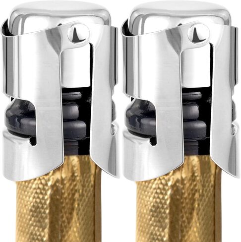 Stainless Steel Champagne Stoppers with Silicone, Reusable Wine stopper and Decorative wine corks, Leakproof Wine bottle Stoper for Champagne, Cava, Prosecco, Sparkling, 2 pcs (Rose gold) in Saudi Arabia