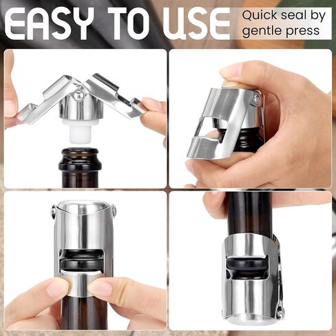 Stainless Steel Champagne Stoppers with Silicone, Reusable Wine stopper and Decorative wine corks, Leakproof Wine bottle Stoper for Champagne, Cava, Prosecco, Sparkling, 2 pcs (Rose gold) in Saudi Arabia