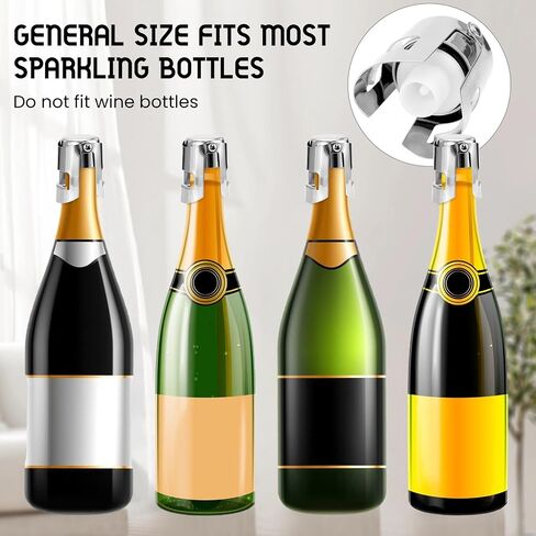 Stainless Steel Champagne Stoppers with Silicone, Reusable Wine stopper and Decorative wine corks, Leakproof Wine bottle Stoper for Champagne, Cava, Prosecco, Sparkling, 2 pcs (Rose gold) in Saudi Arabia