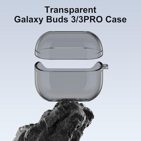 حافظة لهاتف Galaxy Buds3/Buds3 Pro مقاومة للسقوط مع مجموعة تنظيف، أسود شفاف in Kuwait