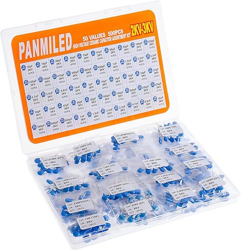 PANMILED 35 قيمة 600 قطعة مجموعة متنوعة من مكثفات قرص السيراميك عالية الجهد (نطاق المكثف: 10pF ~ 100nF) (250 فولت 400 فولت و1 كيلو فولت) in Saudi Arabia