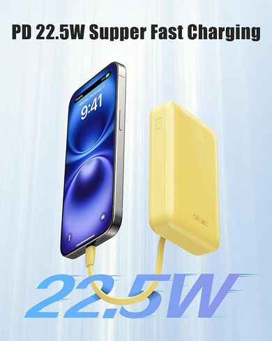 Power Bank ، Portable Charger 20000mAh مع 2 كابلات مدمجة ، 22.5W حزمة بطارية شحن سريع ، بطارية احتياطية شاشة LED ، حزمة بطارية السفر لجهاز iPad و iPhone Samsung والمزيد (رمادي) in Saudi Arabia