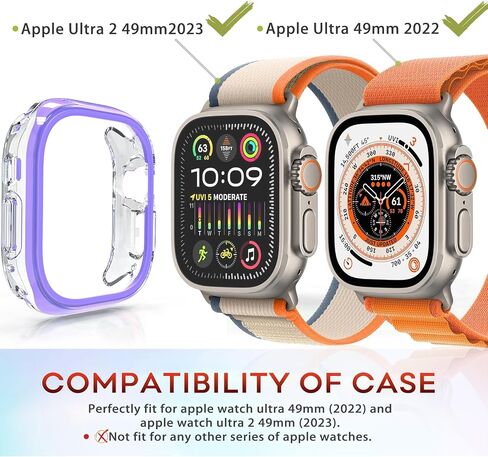 مصد الأزياء 49 ملم مناسبة لـ Apple Watch Ultra 2/Ultra 49mm ، مدي الوجه الوعرة + واقي ناعم واضح ، وغطاء واقي مضاد للخلع للاشتعال Apple Ultra 2 & 1 49 ملم - الأصفر in Saudi Arabia