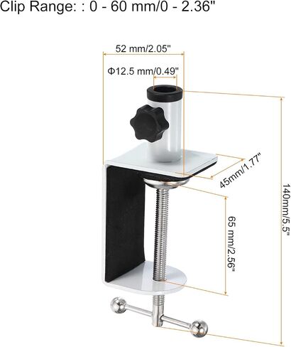 PATIKIL 0.49" Hole Dia. Desk Clamp, Aluminum Alloy Universal Adjustable C-Clamp Mount Holder for Microphone Mic Arm Table Lamp, Black in Saudi Arabia