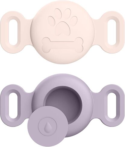 2 Pack Case for Airtag Dog Cat Collar Holder, Soft Silicone Anti-Lost Waterproof Protective Case Compatible with Apple Airtag, for Pet Dog Cat Collars Holder in Kuwait