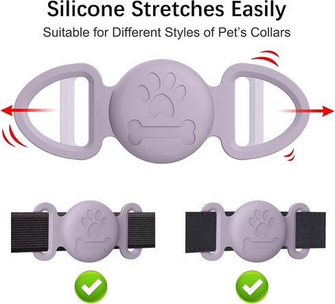 2 Pack Case for Airtag Dog Cat Collar Holder, Soft Silicone Anti-Lost Waterproof Protective Case Compatible with Apple Airtag, for Pet Dog Cat Collars Holder in Kuwait