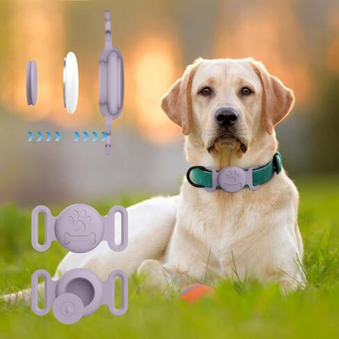 2 Pack Case for Airtag Dog Cat Collar Holder, Soft Silicone Anti-Lost Waterproof Protective Case Compatible with Apple Airtag, for Pet Dog Cat Collars Holder in Kuwait