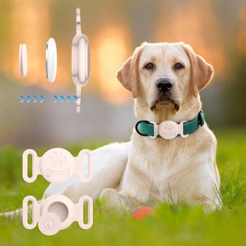 2 Pack Case for Airtag Dog Cat Collar Holder, Soft Silicone Anti-Lost Waterproof Protective Case Compatible with Apple Airtag, for Pet Dog Cat Collars Holder in Kuwait