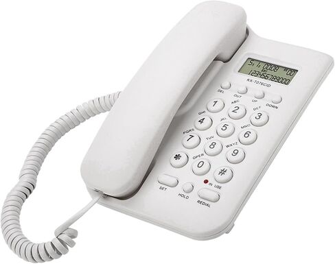 Desktop Wall Phone DTMF Dual System 30 Groups Call Number Check Redial Powered by Telephone Line (Black) in Saudi Arabia