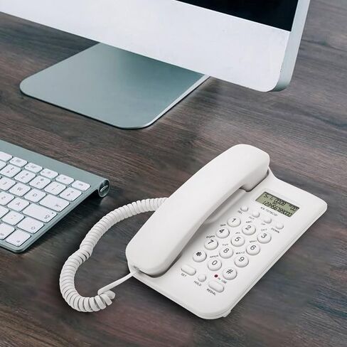 Desktop Wall Phone DTMF Dual System 30 Groups Call Number Check Redial Powered by Telephone Line (Black) in Saudi Arabia