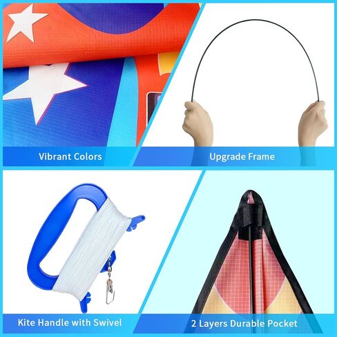 Xida Dragon Kites للأطفال الذين تتراوح أعمارهم بين 4 و 8 سنوات ، يسهل الطيران الطائرات الورقية للأطفال والبالغين ، طائرة ورقية المبتدئين للفتيان والبنات ، مقبض الطائرات الورقية وسلسلة ، طائرة ورقية سهلة التجميع لجميع الأعمار in Kuwait