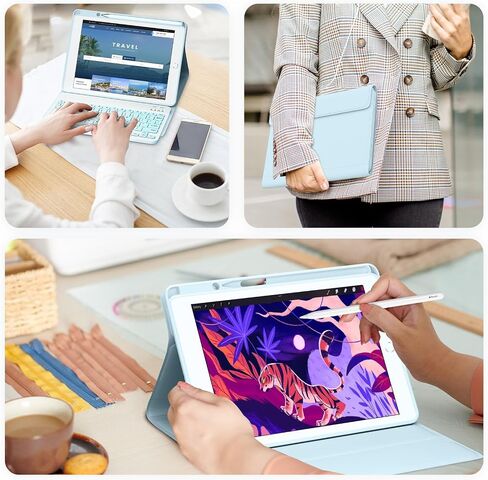 Baisla for iPad 9th Generation مع لوحة المفاتيح 10.2 "- مقاومة للبقع ، مقاومة للبقع ، حالة مفاتيح مفاتيح مغناطيسية قابلة للفصل مع حامل قلم رصاص لـ iPad 8th/7th Gen ، iPad Pro 10.5 ، iPad Air 3rd Gen (Black) in Kuwait