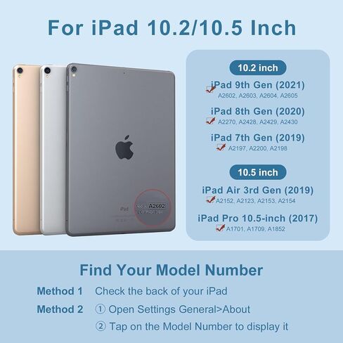 Baisla for iPad 9th Generation مع لوحة المفاتيح 10.2 "- مقاومة للبقع ، مقاومة للبقع ، حالة مفاتيح مفاتيح مغناطيسية قابلة للفصل مع حامل قلم رصاص لـ iPad 8th/7th Gen ، iPad Pro 10.5 ، iPad Air 3rd Gen (Black) in Kuwait