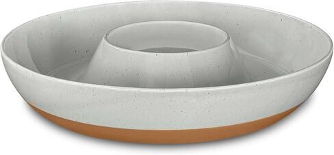 Mora Ceramic Chips and Dip Serving Tray: Large Divided Party Bowl Set for Chips & Salsa, Veggies & Dip, Fruit, Snacks, Entertaining, Hosting, etc. Minimalist Design for the Modern Hostess - Charcoal in Saudi Arabia
