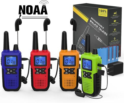 Talkies Walkie للبالغين على المدى الطويل إعادة شحنها - لمسافات طويلة 2 Way Radio Radio Walkie Talkies 4 Pack Talki مع سماعة الأذن MIC مجموعة USB Charger Lanyard NOAA in Kuwait