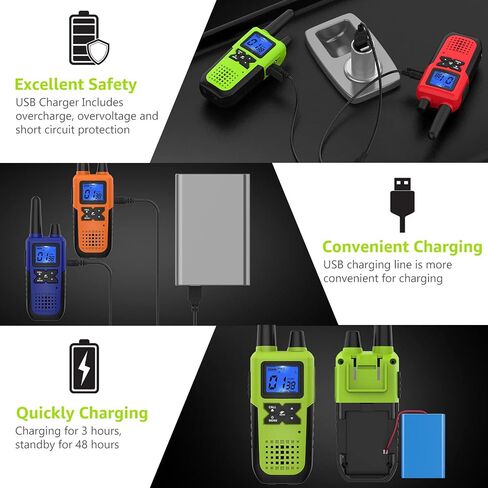 Talkies Walkie للبالغين على المدى الطويل إعادة شحنها - لمسافات طويلة 2 Way Radio Radio Walkie Talkies 4 Pack Talki مع سماعة الأذن MIC مجموعة USB Charger Lanyard NOAA in Kuwait