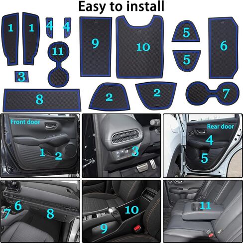 Center Console Liner for Honda HRV Accessories 2023 2024 2025, for HR-V Cup Holder Pad, Door Pocket Interior, Door Slot Mat, Non-Slip Trim, Custom Rubber Decoration Insert (14pcs, Red) in Kuwait