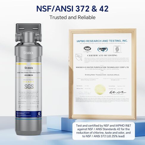 Stokk UR30 Under Sink Water Filter, Reduces Chlorine Bad Taste & Odor, 16000 Gallons Under Counter Water Filter Direct Connect to Kitchen Faucet, NSF/ANSI 42&372 in Saudi Arabia