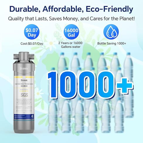 Stokk UR30 Under Sink Water Filter, Reduces Chlorine Bad Taste & Odor, 16000 Gallons Under Counter Water Filter Direct Connect to Kitchen Faucet, NSF/ANSI 42&372 in Saudi Arabia