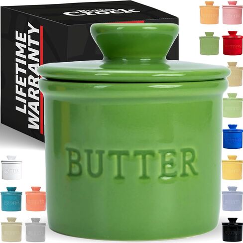 PriorityChef Butter Crock with Lid, On Demand Spreadable Butter, French Butter Keeper to Leave On Counter with Water Line, Ceramic French Butter Dish, Sage in Saudi Arabia
