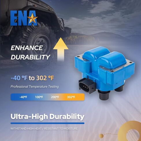 ENA Set of 2 Yellow Ignition Coil Pack Compatible with Ford Lincoln Mazda Mercury F150 F250 E150 Escort Explorer Mustang Ranger Town Car Mark VIII B2300 B2500 626 Tracer Mystique Replacement for FD487 in Saudi Arabia