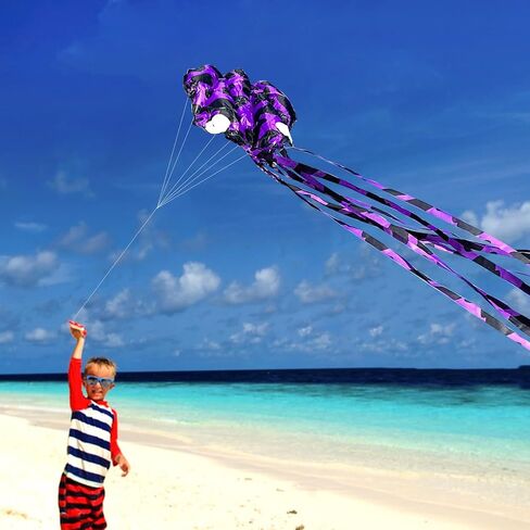 Kite Kite Octopus Kite للأخطبوط والبالغين من Mint ، الطائرات الورقية الكبيرة ثلاثية الأبعاد مع ذيول طويلة ، طائرات طائرة طائرة طيبة سهلة للألعاب وأنشطة الرحلة الشاطئية in Saudi Arabia