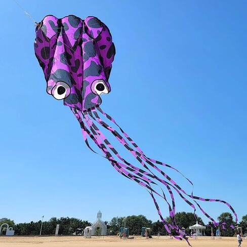 Kite Kite Octopus Kite للأخطبوط والبالغين من Mint ، الطائرات الورقية الكبيرة ثلاثية الأبعاد مع ذيول طويلة ، طائرات طائرة طائرة طيبة سهلة للألعاب وأنشطة الرحلة الشاطئية in Saudi Arabia