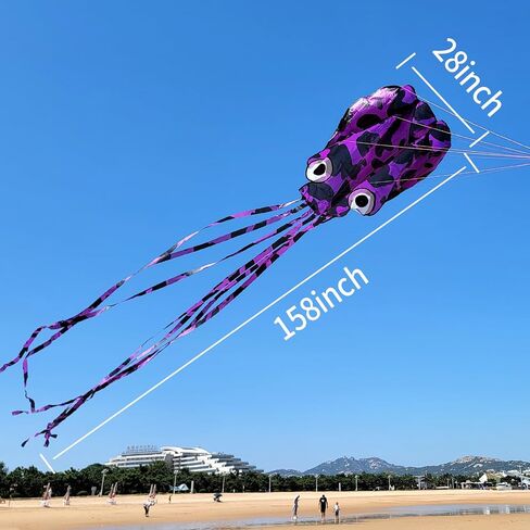 Kite Kite Octopus Kite للأخطبوط والبالغين من Mint ، الطائرات الورقية الكبيرة ثلاثية الأبعاد مع ذيول طويلة ، طائرات طائرة طائرة طيبة سهلة للألعاب وأنشطة الرحلة الشاطئية in Saudi Arabia