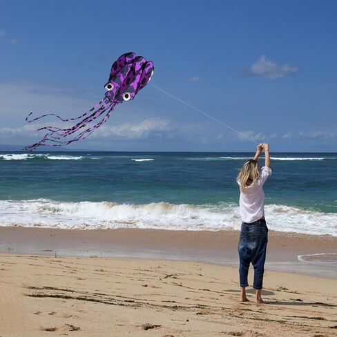 Kite Kite Octopus Kite للأخطبوط والبالغين من Mint ، الطائرات الورقية الكبيرة ثلاثية الأبعاد مع ذيول طويلة ، طائرات طائرة طائرة طيبة سهلة للألعاب وأنشطة الرحلة الشاطئية in Saudi Arabia
