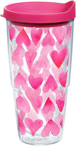 Tervis Valentine's Day Hearts Pink Hearts في جميع أنحاء الولايات المتحدة الأمريكية مصنوعة في الولايات المتحدة الأمريكية كوب سفر معزول معزول. in Kuwait