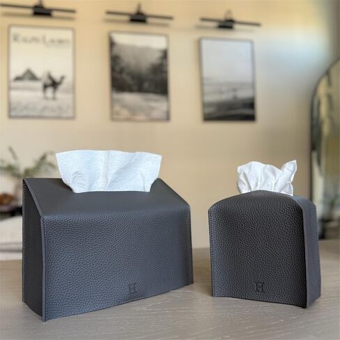 Hand Towel Box Cover Holder by Hirano's BAZAAR - Vegan Leather, Compatible with Kleenex Disposable Paper Hand Towels (Pure White) in Saudi Arabia