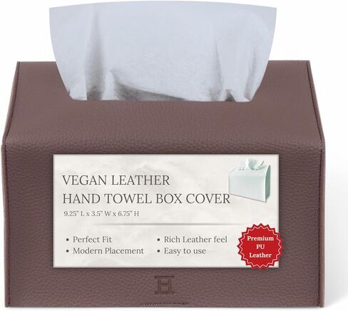 Hand Towel Box Cover Holder by Hirano's BAZAAR - Vegan Leather, Compatible with Kleenex Disposable Paper Hand Towels (Pure White) in Saudi Arabia
