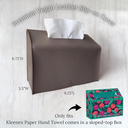 Hand Towel Box Cover Holder by Hirano's BAZAAR - Vegan Leather, Compatible with Kleenex Disposable Paper Hand Towels (Pure White) in Saudi Arabia