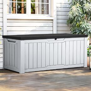 YITAHOME 80 Gallon Resin Deck Box, Weather Resistant Outdoor Storage Box, Lockable Indoor Outdoor Storage for Supplies and Essentials, Taupe