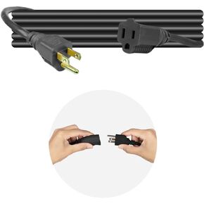 Heavy Duty Extension Cord/Wire Power Cable, Indoor/Outdoor, Single Outlet, UL Listed (10 ft, Black)