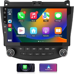 Car Stereo for Honda Accord 2003-2007 with 10 inch Touch Screen Android 12.0 2GB+32GB Car Radio Auto Radio with Carplay/Android Auto/BT/GPS/FM Support Steering Wheel Controls/Parking Assist