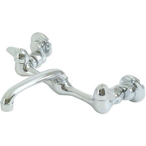 EZ-FLO Adjustable Two Handle Wall Mount Faucet, 6 Inch Spout, Chrome Finish, 10142LF