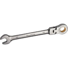 19mm Flex-Head Ratcheting Combination Wrench, Metric Standard, 72-Tooth 12-Point Ratchet Box End & Open-End Spanner, CR-V Steel, Nickel-Plated for Durability