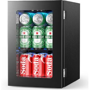 26 Bottle Wine Cooler 130 Can Beverage Refrigerators 3.2Cu.Ft Small Wine Refrigerators Freestanding Wine Cellar Beer Champagne 40℉-61℉ Temperature Control Silver