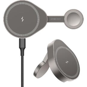 Wireless Charging Pad for MagSafe, Compatible Travel Charger for Apple Devices, Portable Foldable Magnetic Station for iPhone 16/15/14/13/12, Apple Watch, AirPods (Gray) – Not a Power Bank