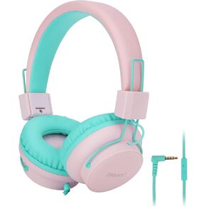 Headphones for Kids Wired with Microphone,Kids Headphones,Stereo Head Phones Wired Girls,Tangle-Free Teens On-Ear Headphone for iPad/PC/Cellphone/School (Black)