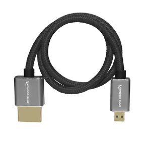 KONDOR BLUE | Micro HDMI to Full HDMI 16" Straight Cable Braided | 4K 60Hz, 18Gbps, HDR, 3D Video & Nylon Braided with Reinforced connectors (Blue)