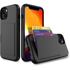 for iPhone 15 Wallet - Style Protective Case with Card Holder (Holds 5 Cards) - Dark