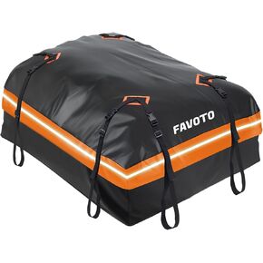 Favoto Car Rooftop Cargo Carrier - Waterproof Roof Bag for All Cars - 20 Cubic Feet Large Capacity 500D Durable PVC Material - Include Anti-Slip Mat 8 Reinforced Straps, Black & Blue