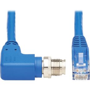 Tripp Lite M12 X-Code to RJ45 Cat6 Ethernet Cable (M/M), 1 Gbps, UTP, UL CMR-LP Certified for 60W PoE, Heavy-Duty IP68 Rating, 32.8 Feet / 10 Meters, Lifetime Manufacturer's Warranty (NM12-602-10M-BL)