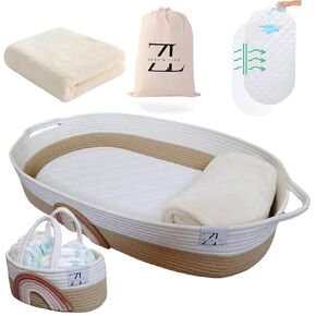ZEAL'N LIFE Baby Changing Basket with Diapers Basket, Blanket & Changing Pad for Dresser, Potable Changing Pad, Baby Changing Pad, Changing Pad for Dresser, Moses Basket for Newborns