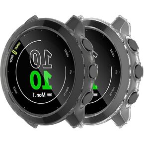 Watch Screen Protector Compatible for Garmin Forerunner 55, Film Anti-Scratch High Definition Coverage and Soft TPU Protective Case for for Forerunner 55 SmartWatch (Black&Clear&Blue)
