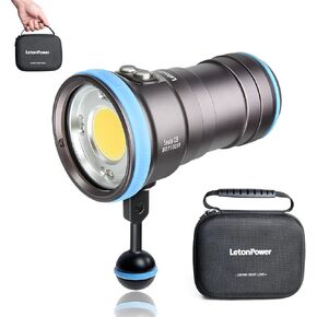 Shark CB 6000 Lumen Dive Light, 120m Waterproof Underwater Video Light 96 CRI with 120 Degree Wide Beam Angle Scuba Flashlight for Underwater Professional Dive Photography Fill Light